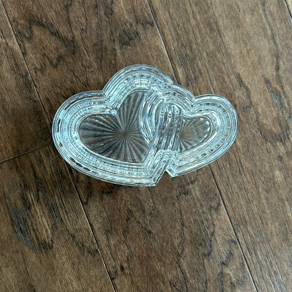 Vintage Crystal Hearts Trinket Dish
